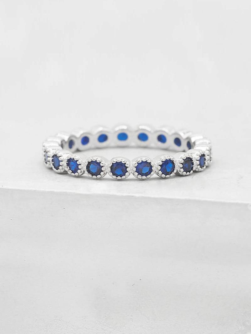 2 Mm Milgrain Bezel Eternity Bandring - Silber Mit Saphir Cz-stacking Ring Jubiläumsring Ehering Verlobungsring | R1041Sblu von TFHJEWELRY