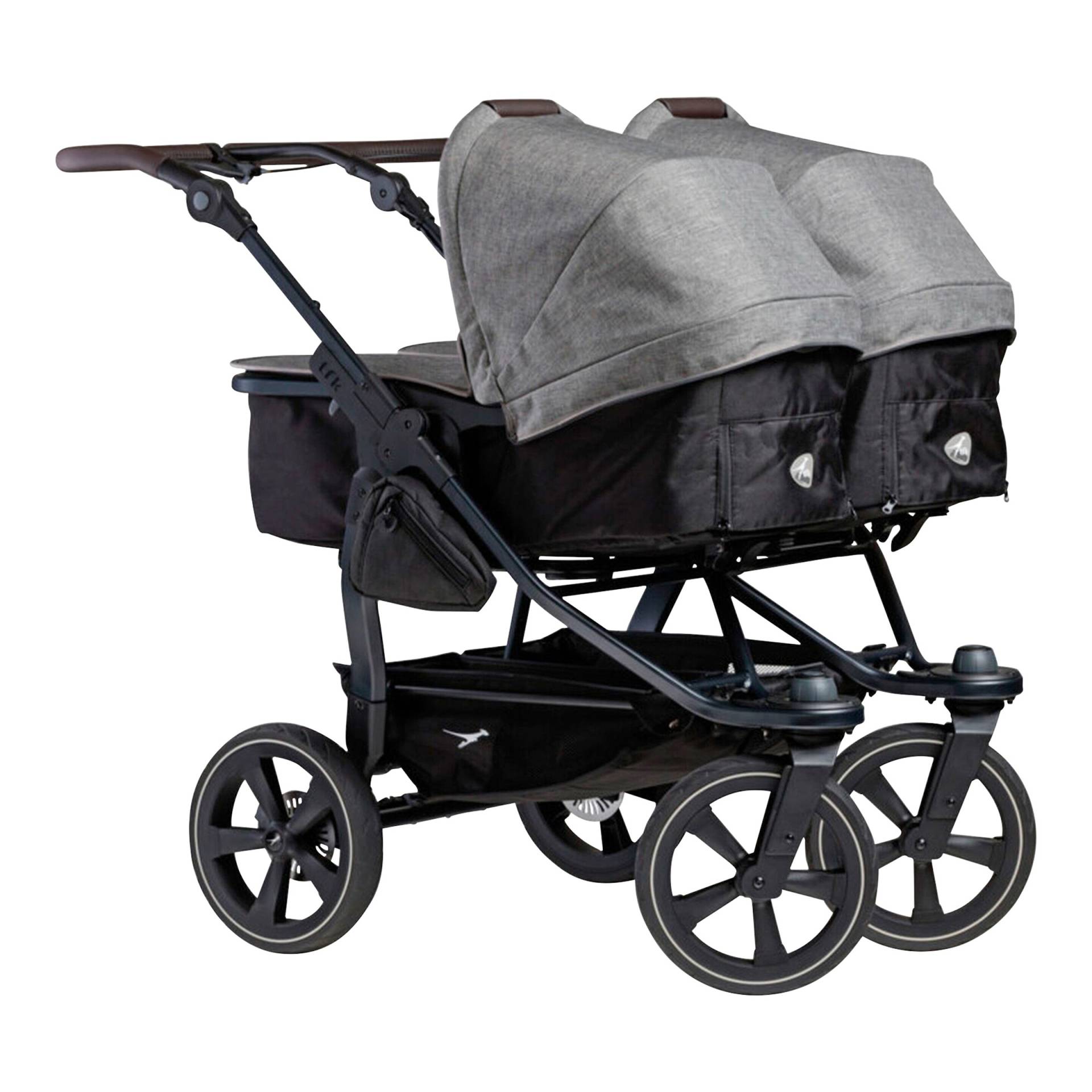 Tfk Zwillings- und Kinderwagen Geschwisterwagen Duo 2 mit Luftkammerrad grau von TFK