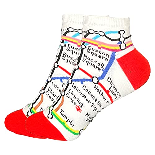 Lilaj Socken London Underground weiß und rot Karte Sneaker Socken Geschenke Frauen London Souvenirs von TFL