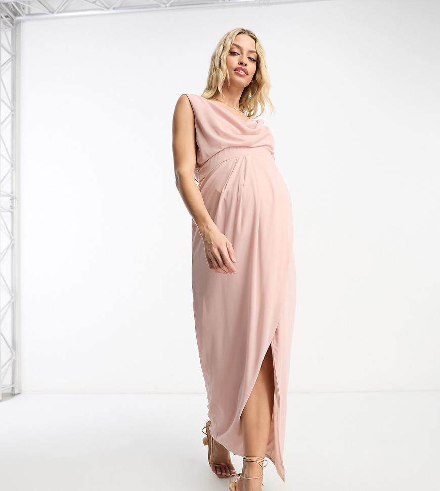 TFNC Maternity - Bridesmaid - Maxi-Brautjungfernkleid aus Chiffon in Mauve mit Wickeldesign und Wasserfallausschnitt auf Vorder- und Rückseite-Rosa TFNC Maternity - Bridesmaid - Maxi-Brautjungfernkleid aus Chiffon in Mauve mit Wickeldesign und Wasserfallausschnitt auf Vorder- und Rückseite-Rosa von TFNC Maternity