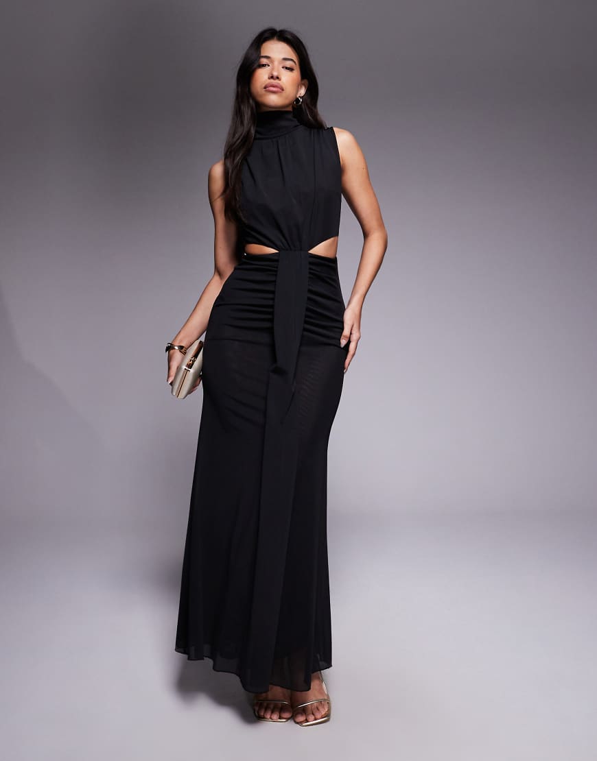 TFNC - Hochgeschlossenes Maxikleid in Schwarz mit Cut-Out von TFNC