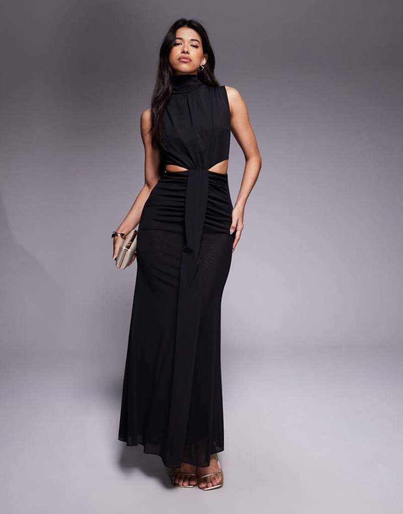 TFNC - Hochgeschlossenes Maxikleid in Schwarz mit Cut-Out von TFNC