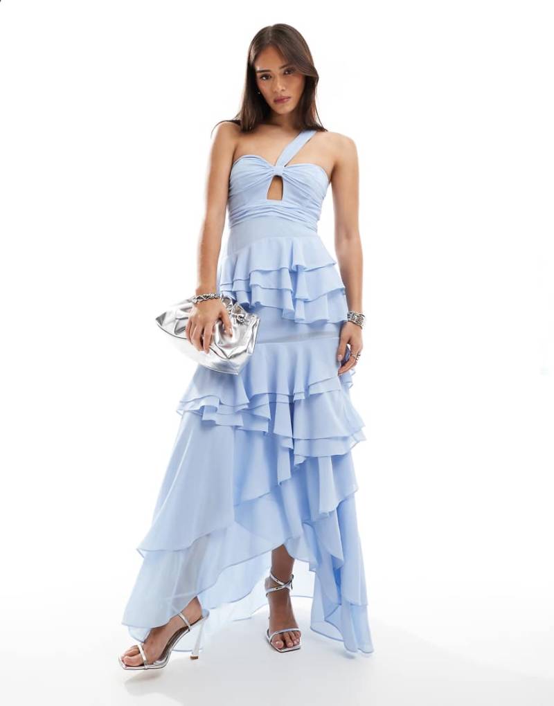 TFNC - Maxikleid in Puderblau mit One-Shoulder-Träger und Rüschenverzierung TFNC - Maxikleid in Puderblau mit One-Shoulder-Träger und Rüschenverzierung von TFNC