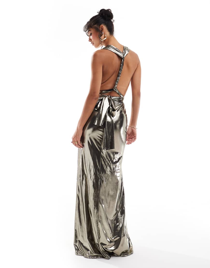TFNC - Multiway-Maxikleid in flüssigem Metallic-Gold-Goldfarben TFNC - Multiway-Maxikleid in flüssigem Metallic-Gold-Goldfarben von TFNC
