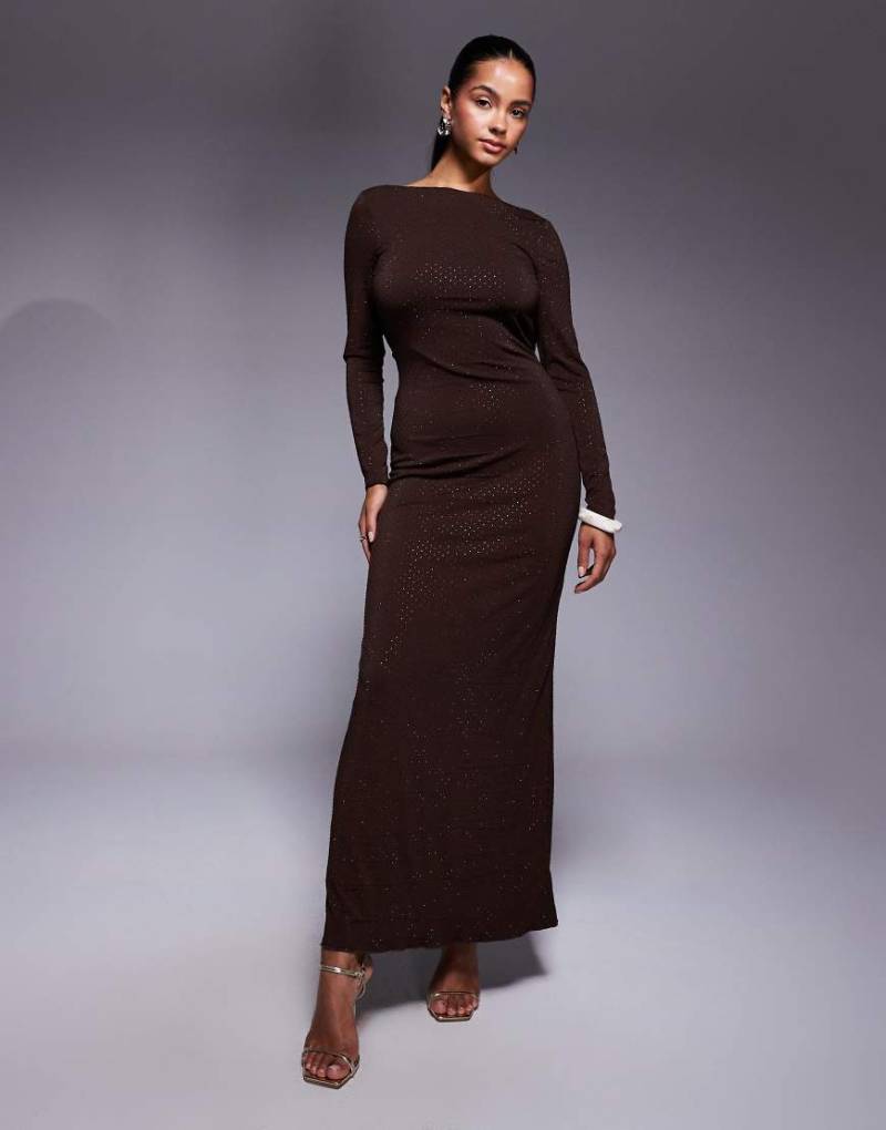 TFNC - Verziertes Maxikleid in Schokobraun mit Wasserfallausschnitt hinten-Brown TFNC - Verziertes Maxikleid in Schokobraun mit Wasserfallausschnitt hinten-Brown von TFNC