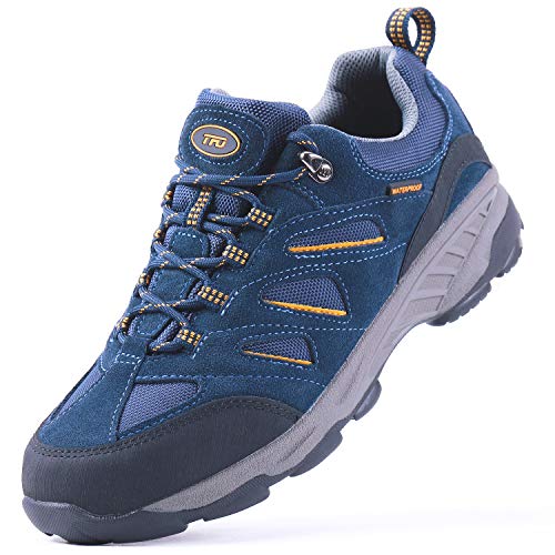 TFO Herren Trekking & Wanderschuhe Wasserabweisende und Atmungsaktive Outdoor Schuhe mit Rutschfester Sohle (Blau,41) von TFO