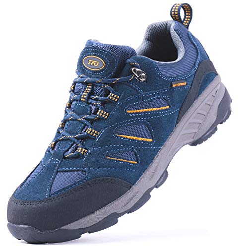 TFO Herren Trekking & Wanderschuhe Wasserabweisende und Atmungsaktive Outdoor Schuhe mit Rutschfester Sohle (Blau,44.5) von TFO