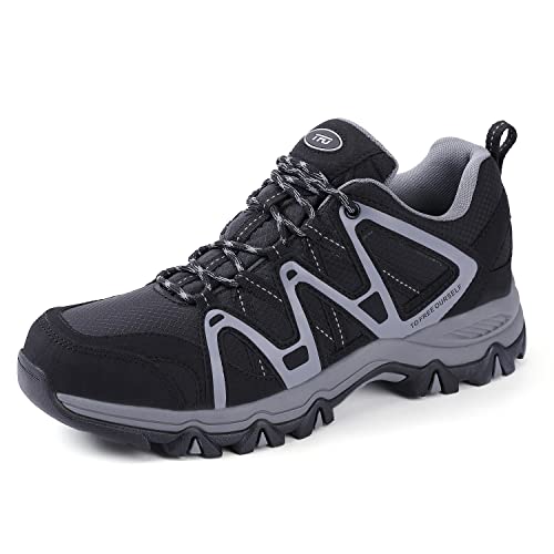 TFO Wanderschuhe Herren wasserdichte Luftzirkulation Einlegesohle Knöchelstütze rutschfest Leicht für Outdoor Trekking Walking (Schwarz, 42) von TFO