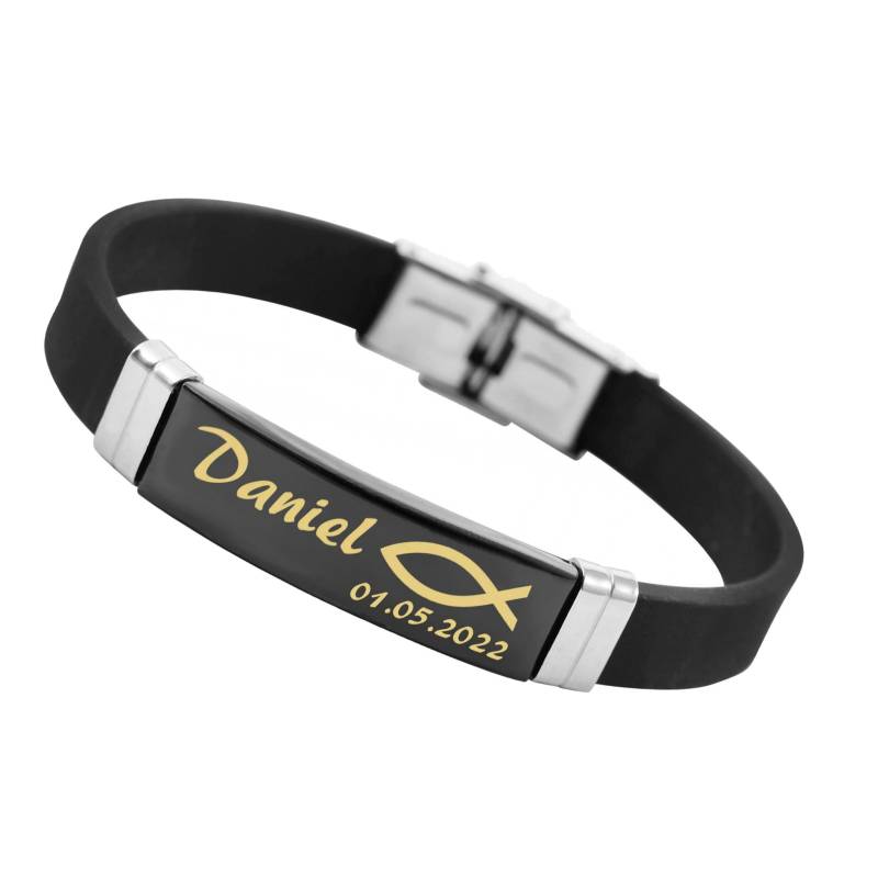 Armband Glaube Fisch Kautschuk Gravur Kommunion Konfirmation Mädchen Jungen von TFSdesign