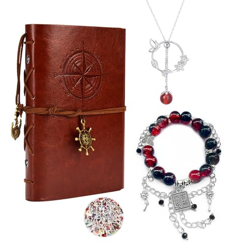 Heaven Official's Blessing Halskette Tian Guan Ci Fu Leder Notizbuch Hua Cheng Armbänder San Lang Xie Lian Anhänger Anime Cosplay Zubehör mit Cartoon Charakter Aufkleber 13 Stück von TFYU