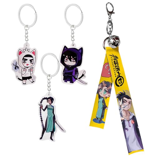TFYU Scissor Seven Schlüsselkette Anime Plum Thirteen Anhänger Schlüsselanhänger Schlüssel Geldbörse Handtasche Auto und Rucksack Anime Cosplay Zubehör 4 Stück von TFYU
