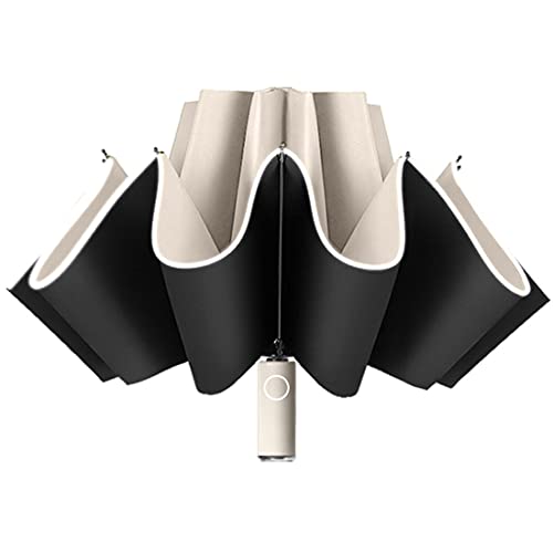 TFlower Regenschirm Taschenschirm Windproof Sturmfest（bis 140 km/h） Umgekehrter Regenschirm Sturmfest mit Reflektierender Streifen Auf-Zu-Automatik 210T Taschenschirm 10 Ribs von TFlower