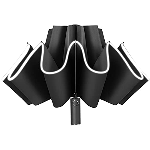 TFlower Regenschirm Taschenschirm Windproof Sturmfest（bis 140 km/h） Umgekehrter Regenschirm Sturmfest mit Reflektierender Streifen Auf-Zu-Automatik 210T Taschenschirm 10 Ribs von TFlower