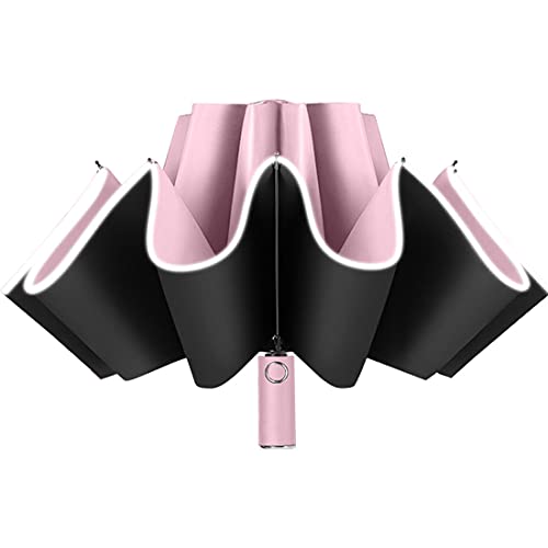 TFlower Regenschirm Taschenschirm Windproof Sturmfest（bis 140 km/h） Umgekehrter Regenschirm Sturmfest mit Reflektierender Streifen Auf-Zu-Automatik 210T Taschenschirm 10 Ribs von TFlower