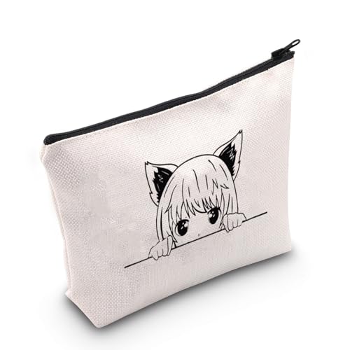 TGBJE Make-up-Tasche mit Anime-Charakteren, Reißverschluss, Anime-Merchandise-inspirierte Kosmetiktasche, Anime-Cosplay, Geschenk für Fans, Katzen-Mädchen-Make-up, Alle von TGBJE