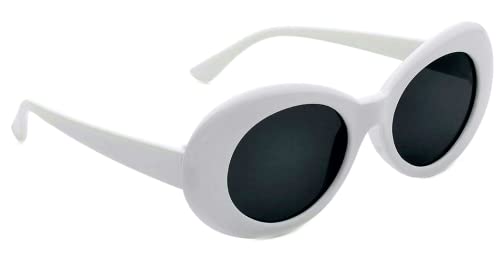 Runde Retro-Sonnenbrille für Damen, ovale UV-Sonnenbrille, farbige Gläser, weiß, rauchfarben, groß Runde Retro-Sonnenbrille für Damen, ovale UV-Sonnenbrille, farbige Gläser, weiß, rauchfarben, groß von TGGH