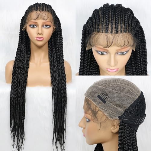 Schwarze gedrehte geflochtene Perücken for Frauen, lange geflochtene, leichte Perücken mit Babyhaar, synthetische Lace-Frontal-Perücke, vorgezupfter Haaransatz, hitzebeständig, for Cosplay, Alltag von TGGOHIGH