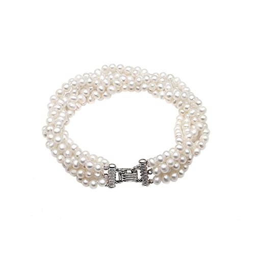 TGGOHIGH Armbänder Natürliches Perlenarmband, passend for Frauen, mehrsträngiges weißes Süßwasserperlen-Armband, böhmischer Schmuck for Mädchen (Farbe: Weiße Perle) von TGGOHIGH