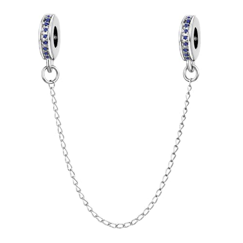 TGLS Damen funkelnde blaue Kristall-Sicherheitskette, Abstandshalter, kompatibel mit Pandora-Charm-Armbändern von TGLS