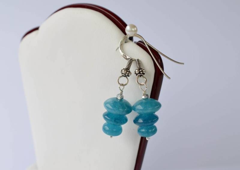 Blaue Ohrringe, Engelit Edelstein Sterling Ozeanblaue Ohrringe von TGLine