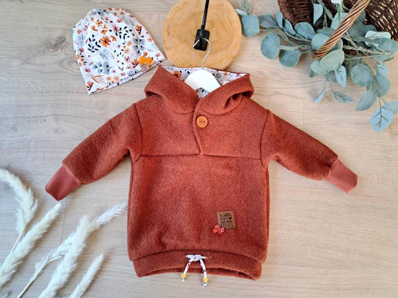 Walkhoodie Walkpullover Jackenersatz Für Den Übergang Wollwalkpullover Wollwalkhoodie von TGMHandmadeshop