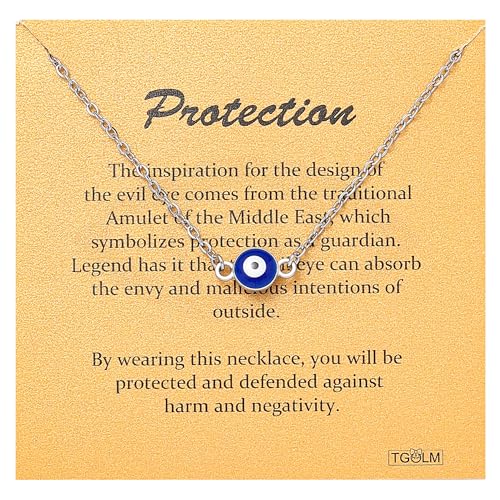 TGOLM Kleines blaues Evil Eye Choker-Halskette für Damen, Glücksbringer, ästhetischer Schmuck, Edelstahl, Kein Edelstein von TGOLM