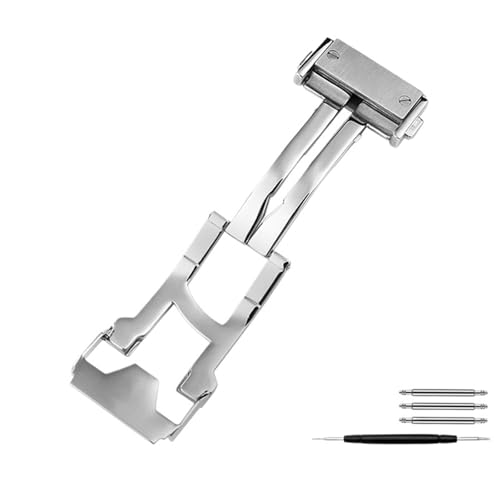 TGPGZHZFNA 18 22mm Massive Edelstahl Schnalle Männer Frauen Leder Uhr Band Matel Faltschließe Zubehör for Werkzeug Uhrenverschluss(Silver-18mm) von TGPGZHZFNA