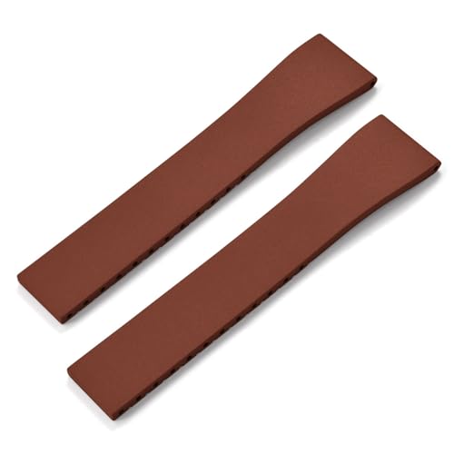 TGPGZHZFNA Gummi-Uhrenarmband 16 mm 18 mm 19 mm 20 mm 21 mm 22 mm FKM CTS-Uhrenarmband Schnellverschluss Schmetterling Silberschnalle Zuschneidbar Uhrenverschluss(Brown No Buckle,21mmx18mm) von TGPGZHZFNA