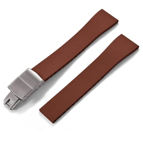 TGPGZHZFNA Gummi-Uhrenarmband 16 mm 18 mm 19 mm 20 mm 21 mm 22 mm FKM CTS-Uhrenarmband Schnellverschluss Schmetterling Silberschnalle Zuschneidbar Uhrenverschluss(Brown With Buckle,16mmx14mm) von TGPGZHZFNA