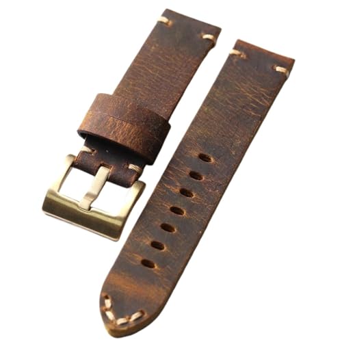TGPGZHZFNA Handgefertigtes Echtlederarmband, 20 mm Oberschicht aus Rindsleder, Verschluss aus reinem Kupfer, kompatibel for mechanischen Uhren for verdickter Uhrenarmband(B Buckle) von TGPGZHZFNA