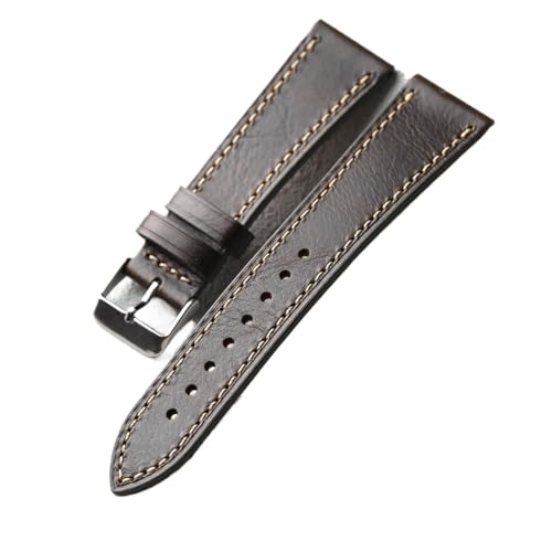 TGPGZHZFNA Handgemachtes Ölwachs-Lederarmband 18 19 20 21 22MM Retro Weiches ultradünnes Armband Kompatibel for Herrenarmband Uhrenarmband(B sliver buckle,19mm) von TGPGZHZFNA