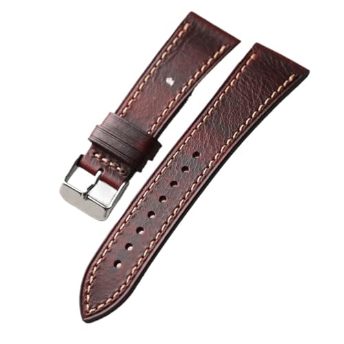 TGPGZHZFNA Handgemachtes Ölwachs-Lederarmband 18 19 20 21 22MM Retro Weiches ultradünnes Armband Kompatibel for Herrenarmband Uhrenarmband(D sliver buckle,18mm) von TGPGZHZFNA