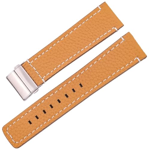 TGPGZHZFNA Uhrenarmband aus echtem Leder for Damen und Herren, 18 mm, 20 mm, 22 mm, 24 mm, Schwarz, Braun, Blau, weiches Rindslederarmband for Faltschließe Uhrenverschluss(Brown,20mm) von TGPGZHZFNA