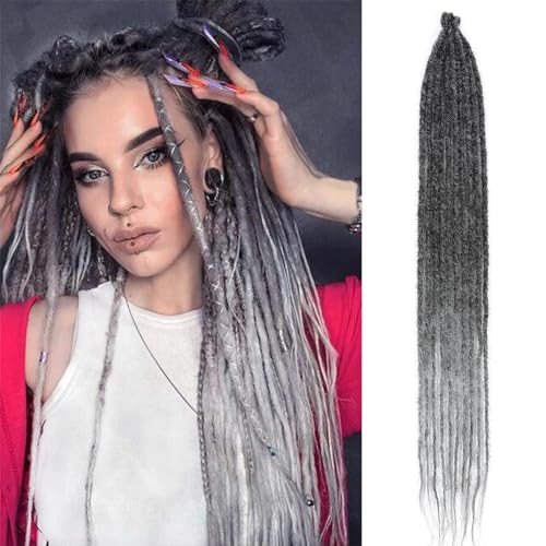 10 Strähnen Dünne Dreadlock-Extensions 24 Zoll Graues weiches Häkel-SE-Dreads Reggae Style Synthetisches Flechthaar 0,6 cm Breite Loc-Extensions für Frauen Männer (SE 10 Strands, 1B/Gray) von TGYHCJBY
