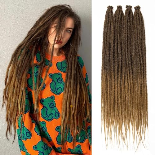 Dreadlocks Extension 24 Inch Synthetic Hippie Single Ended Dreads 20 Strands Ombre Brown Ginger 0.6 cm Width Loc Extensions Reggae Style Crochet Hair for Women (4/27) von TGYHCJBY