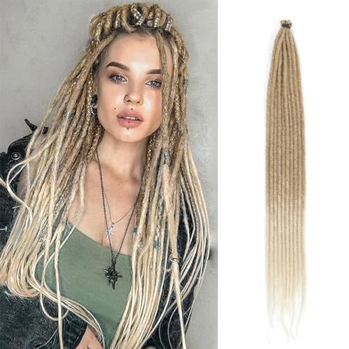 24-Zoll-Ombre-Blonde-Dreadlock-Extension 10 Strähnen Hippie Single Ended Dreads Synthetische Dünnen Dreadlock Für Frauen Handgemachte Weiche Dreads Haarverlängerungen(SE 10 Strands, 27/613) von TGYHCJBY