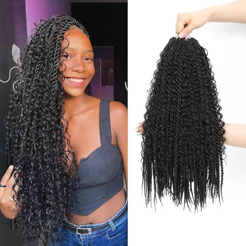 Boho Senegalese Pretwisted Crochet Hair 8 Packs Pre Looped Goddess Island Passion Twist Crochet Braids Hair Extensions for Black Women (1B, 18inch) von TGYHCJBY