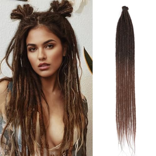 Dreadlocks Extension 24 Zoll Handgemachte Synthetische Dreadlocks 20 Strähnen Haarverlängerungen Loc Reggae Extension Häkel-Flechthaar Synthetisch für Frauen Ombre Brown (1B/30) von TGYHCJBY