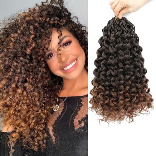Lanse Gogo Curl Crochet Hair 18 Inch 8 Packs Ombre Brown Ocean Wave Deep Twist Goddess Box Braids Pre Looped Long Curly Water Wave Synthetic Braiding Hair for Women Girl Kids (T/30, 18inch) von TGYHCJBY