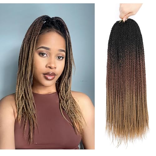 Senegalese Twist Crochet Hair - 8 Packs 18 Inch Small Crochet Hair for Braiding, 30 Strands/Pack Crochet Braids Hair For Black Women, Crochet Twist Hair Braiding Hot Water Setting (1B/30/27, 18inch) von TGYHCJBY