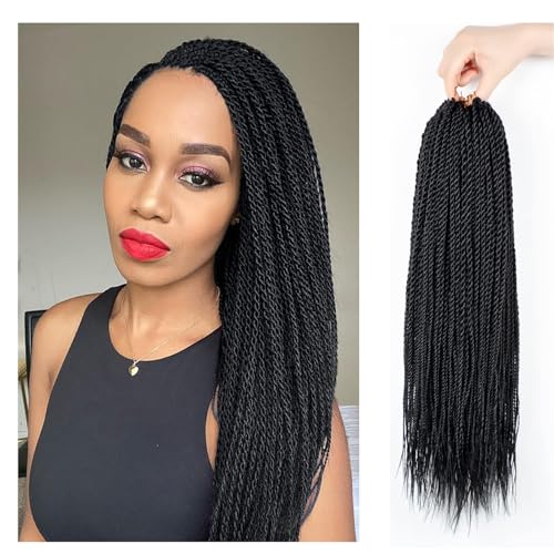 Senegalese Twist Crochet Hair - 8 Packs 18 Inch Small Crochet Hair for Braiding, 30 Strands/Pack Crochet Braids Hair For Black Women, Crochet Twist Hair Braiding Hot Water Setting (1B, 18inch) von TGYHCJBY