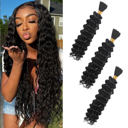 Water Wave Bulk for Braiding 18inch 330g With 6 Bundles Deep Wave Bulk Hair for Boho Braids No Weft Curly Wavy Synthetic Bohemian Braiding Hair Extensions for Women (1B, 18inch(55g/Bundle x6)) von TGYHCJBY