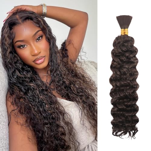Water Wave Bulk for Braiding 18inch 110g With 2 Bundles Deep Wave Bulk Hair for Boho Braids No Weft Curly Wavy Synthetic Bohemian Braiding Hair Extensions for Women (4#, 18inch(55g/Bundle x2)) von TGYHCJBY