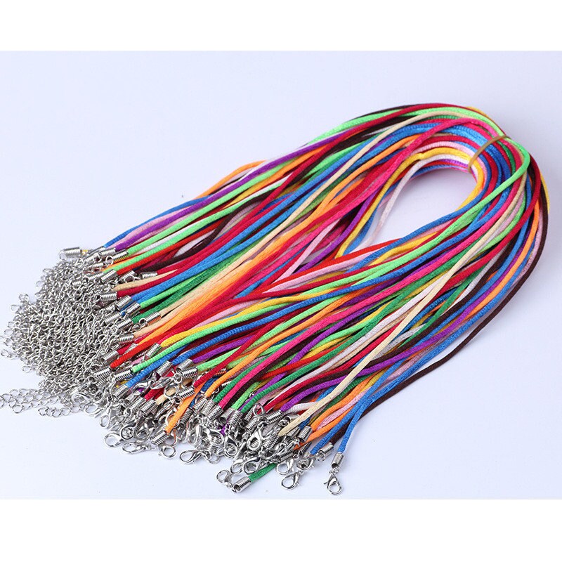 10 Stück 16-18 Zoll 2mm Verstellbare Mehrfarbige/Schwarze Faux Seide Kordel Halskette, Für Anhänger Charme, Diy Mit Silberverschluss von TGiftsStore