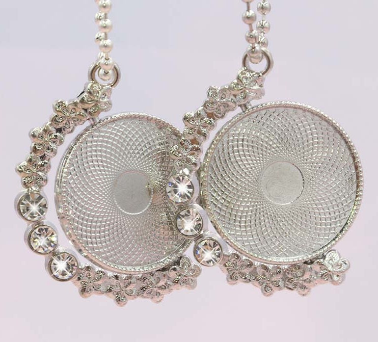 5 Stück Silberfarbene Strassrotation Anhänger, 25mm Blank Base Lünette, Anhänger-Einstellungen Für Glas Oder Aufkleber von TGiftsStore