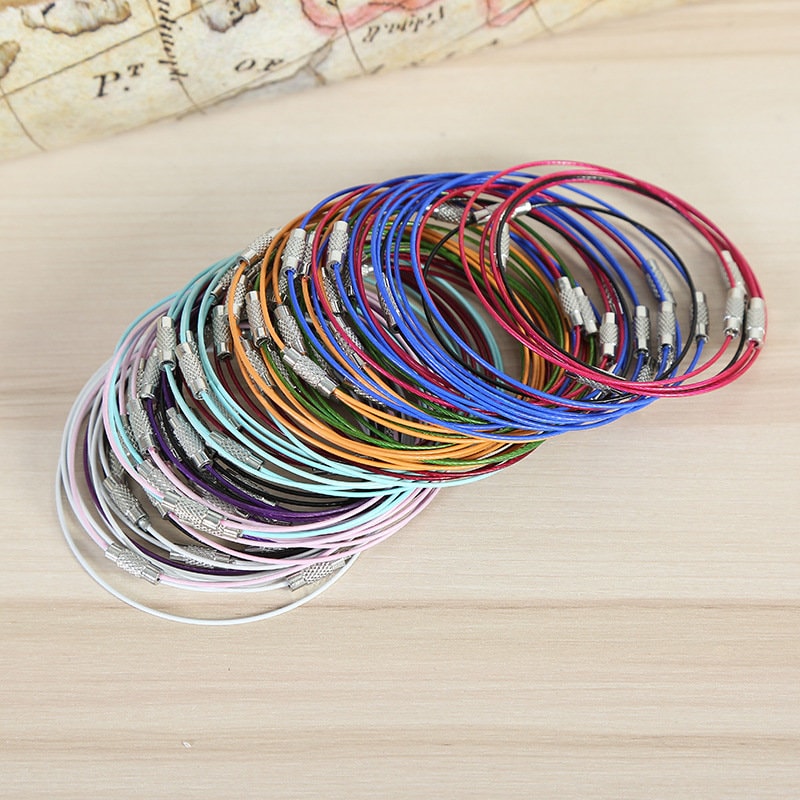 50 Stück 9 Zoll 1mm Multicolor Memory Draht, Edelstahl Draht Kordel Armband, Charm Perlen Armband, Diy Armband Kordel, Mit Silberner von TGiftsStore
