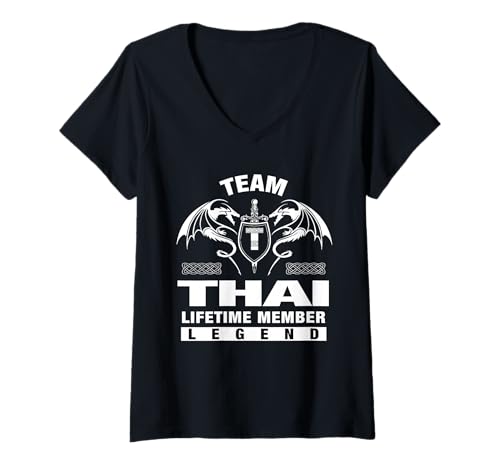 Damen Team Thai - Lebenslange Mitglieder Geschenke T-Shirt mit V-Ausschnitt Damen Team Thai - Lebenslange Mitglieder Geschenke T-Shirt mit V-Ausschnitt von THAI FAMILY Idea Gifts