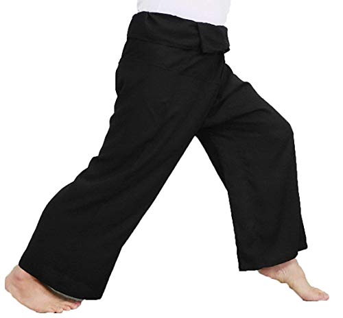 Günstige Yogahose für Herren und Damen, Thai-Fischerhose, Typ 2, Schwarz von Thai Lay pants