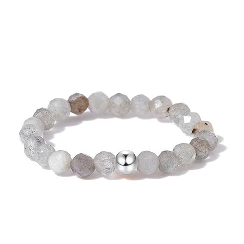 THALASIENE Anti Stress Ring aus Naturstein Perlen,Elastischer Perlenring,Wasserfeste Anxiety Rings für Damen,Grauer Kristall Naturstein Stressring,Fidget Ringe（Silber Perlen） von THALASIENE