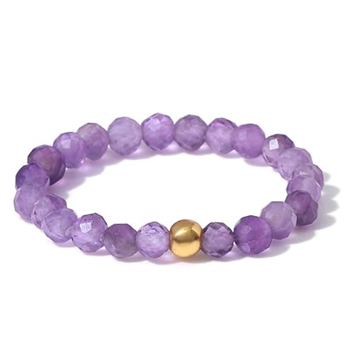 THALASIENE Anti Stress Ring aus Naturstein Perlen,Elastischer Perlenring,Wasserfeste Anxiety Rings für Damen,Lila Naturstein Stressring,Fidget Ringe（Golden Perlen） von THALASIENE